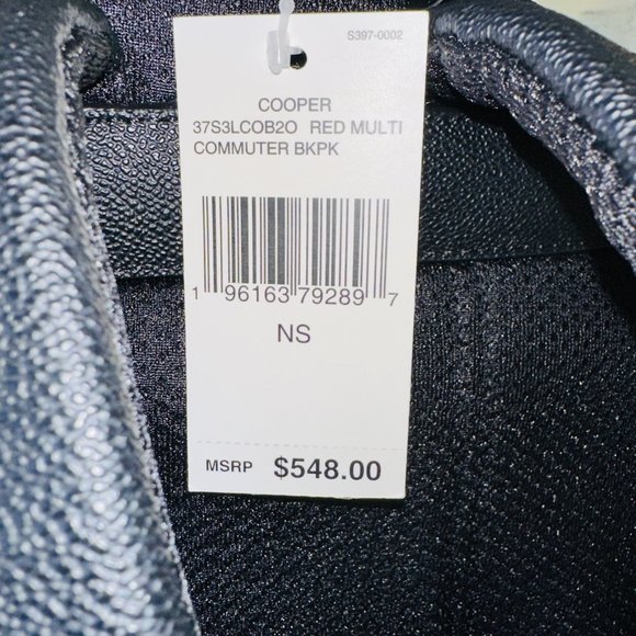 Michael Kors Cooper Signature PVC Graphic Logo Commuter Backpack Red Multi NWT - Picture 9 of 11